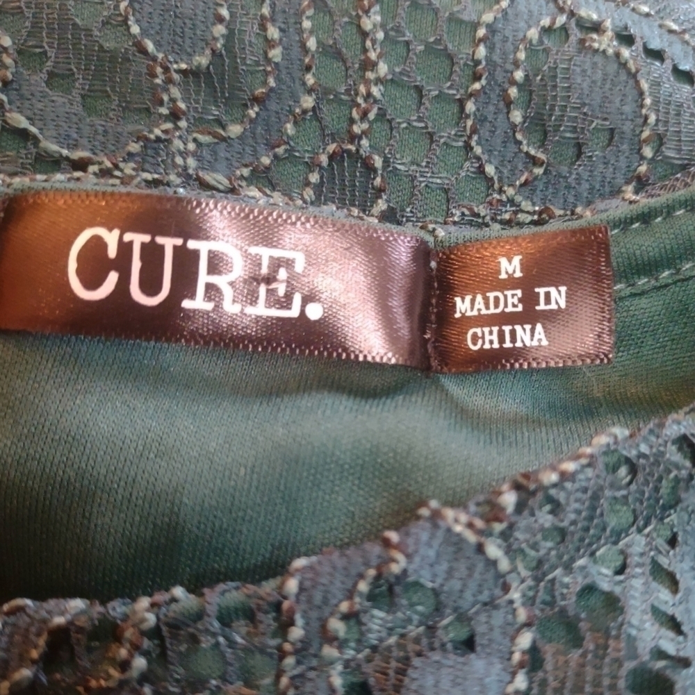 Cure green long sleeve double layered knit blouse shirt top size medium - Picture 5 of 6